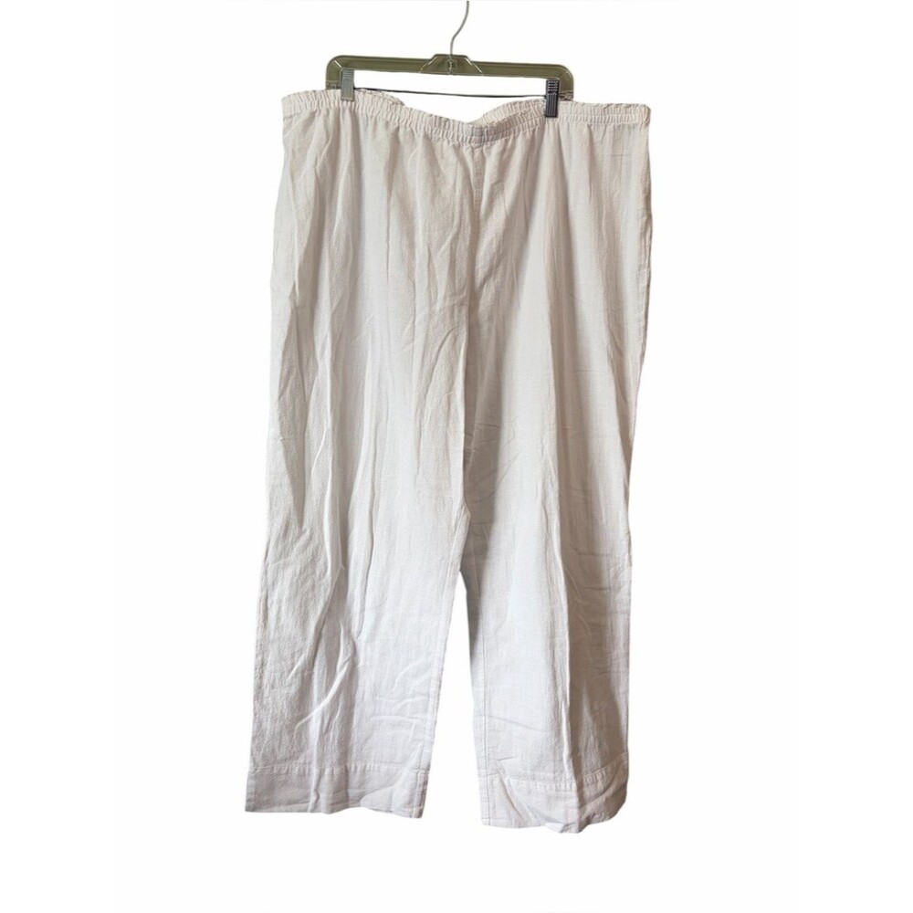 Soft Surroundings White Gauze Stretchy Waist Pull On Wide Leg Pants Sz 3X Plus